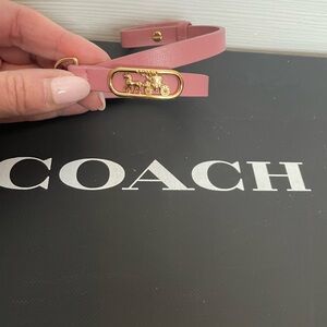 Coach Pink Leather Bracelet with Gold Accents